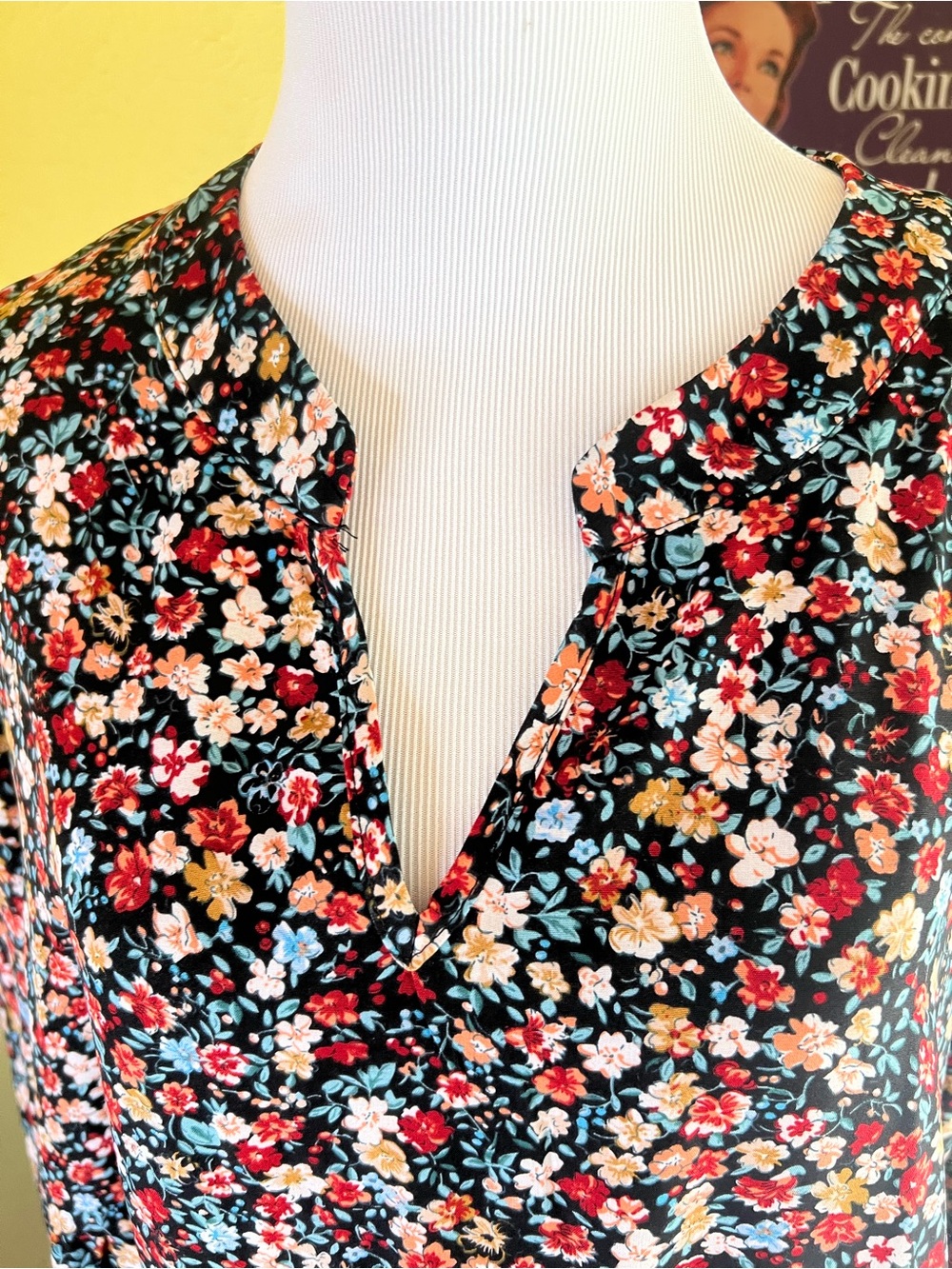 BloomChic- Floral Midi Dress in Black with Pink & Cream Blooms - Picture 2 of 6